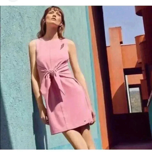 COPY - NWT $229 Ted Baker Papron Tie Front Dress-Pink-(Ted Baker Size 1) - Picture 1 of 13
